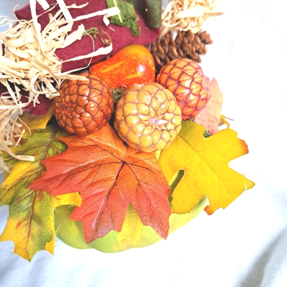 Scarecrow carved foam pumpkin, 2 piece set centerpiece. - Picture 3 of 5